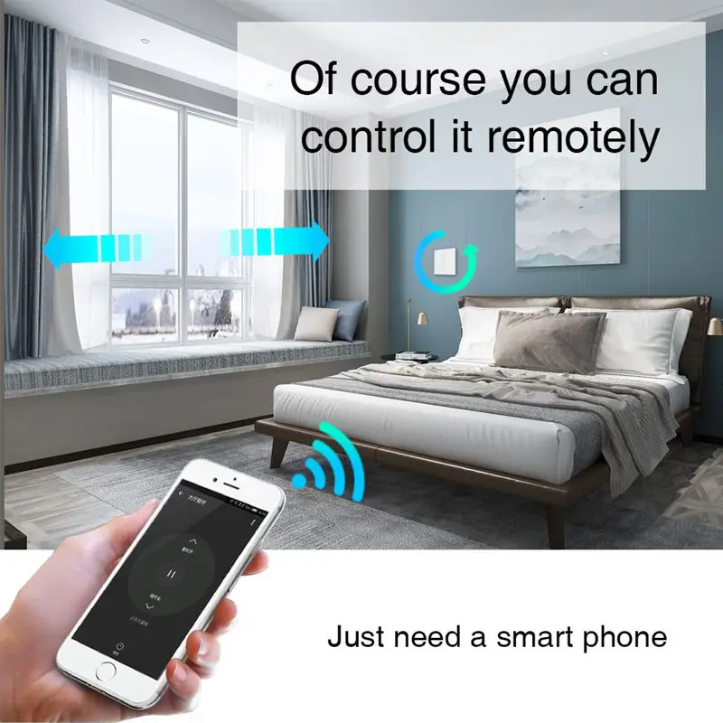 WiFi умный занавес переключатель стеклянная панель приложение дистанционное управление работает с Alexa и Google Home или электродвигатель