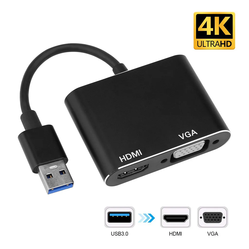 USB C к HDMI 4K VGA адаптер USB 3,0 видео конвертер адаптер с 2в1 Тип C адаптеры для ноутбука Macbook Zend переключатель