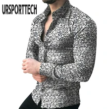 URSPORTTECH Men's Floral Print Shirt Spring Summer Fashion Casual Long Sleeve Shirt Business Slim Fit Shirt Blouse Plus Size 5XL