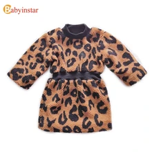 Babyinstar/Новинка; леопардовые бархатные Детские платья с длинными рукавами для девочек; детское платье; детская одежда для девочек
