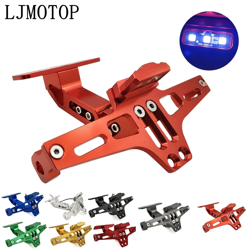 

Motorcycle License Plate Frame Holder Adjustable Angle + LED Light CNC For Honda CBR929RR CBR600RR CBR954RR CB1000R CBR1000RR