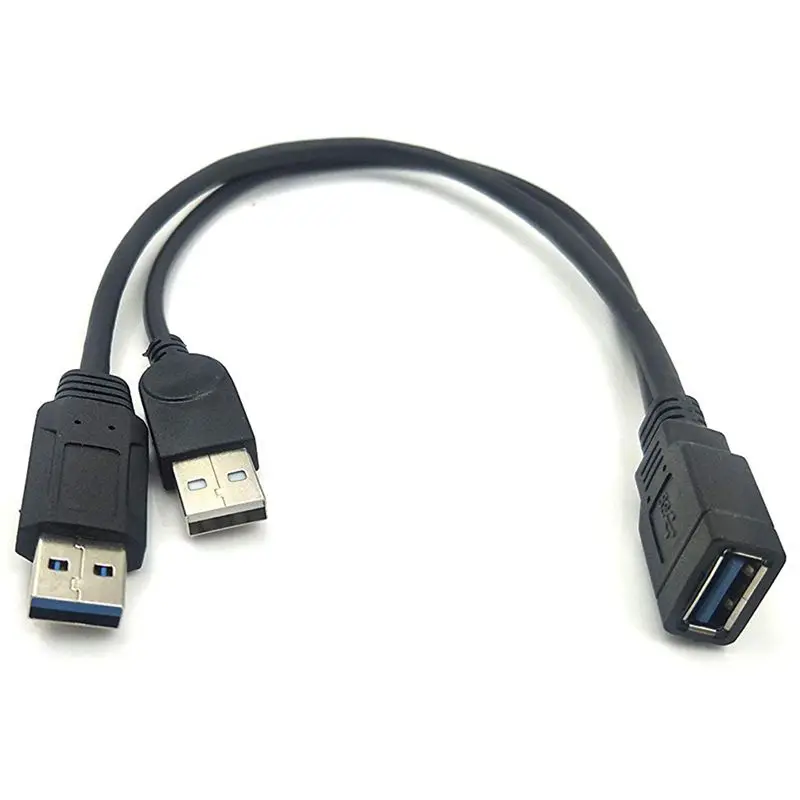 Черный USB 3,0 Женский двойной USB Мужской Экстра мощность данных Y удлинитель для 2,5 дюймов мобильного жесткого диска