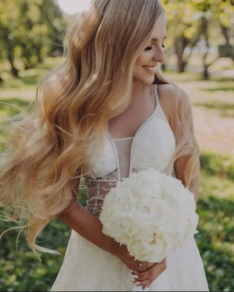 Vestido De Noiva белые кружевные аппликации свадебное платье невесты с длинным шлейфом Свадебное платье es A Line Boho пляжное свадебное платье