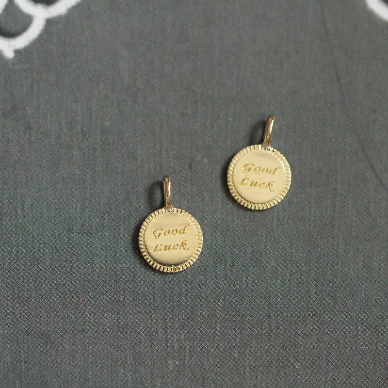 Bohemian Simple Round Brand “goodluck” Lucky Tag Necklace Women Banquet Wedding fashion Jewelry Accessories Girlfriend Gift