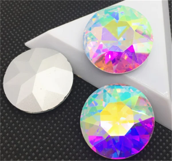 Baoshihua 27 мм 35 мм большой круглый Необычные камни плоский верх Pointback стеклянные кристаллы 1216 для изготовления ювелирных изделий - Цвет: crystal ab