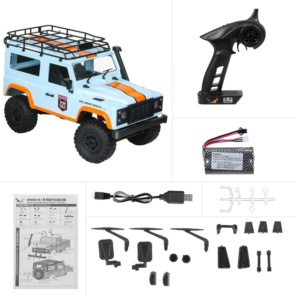 MN-99 1/12 4WD 2,4 ГГц внедорожный грузовик RC Рок Гусеничный с фар игрушка RC Truck для взрослых и детей - Цвет: Синий