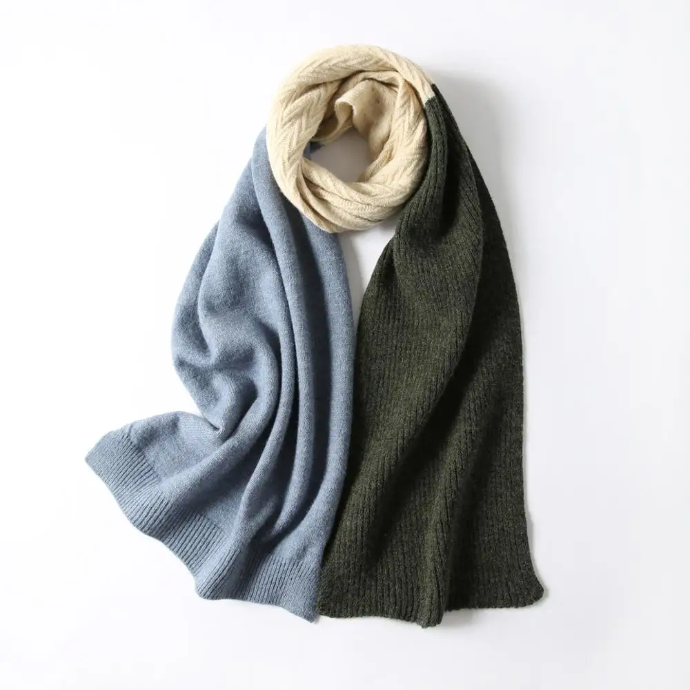 Blue beige green Новинка, модные шарфы для женщин, зимний шарф, одеяло, кашемир, мягкая шаль, пэтчворк, цвет, длинный ворс, вязаный шарф, горячая распродажа - Цвет: Blue beige green