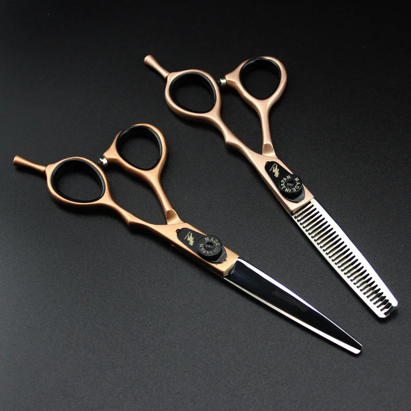 6" 17.5cm Stainless gold Handle barber Straight Shears Thinning Shears Pet Scissors Grooming Scissors Professional Dog Scissors