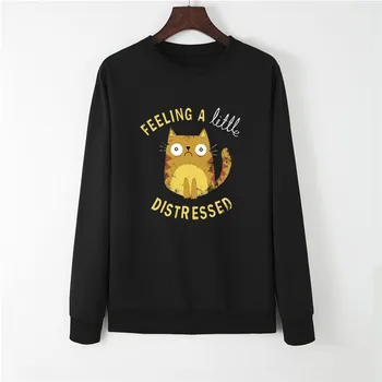 

New Lovely Cat Print Women Hoodie Long Sleeve Pullover Women's Sweatshirt Autumn Hoodies Women O-NECK Clothes Casual Tops