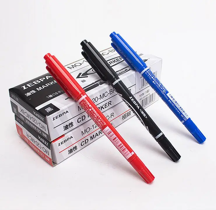 Маркер для масла быстросохнущая ручка с крюком Трехцветная маленькая двойная маркер-слайдер - Цвет: black