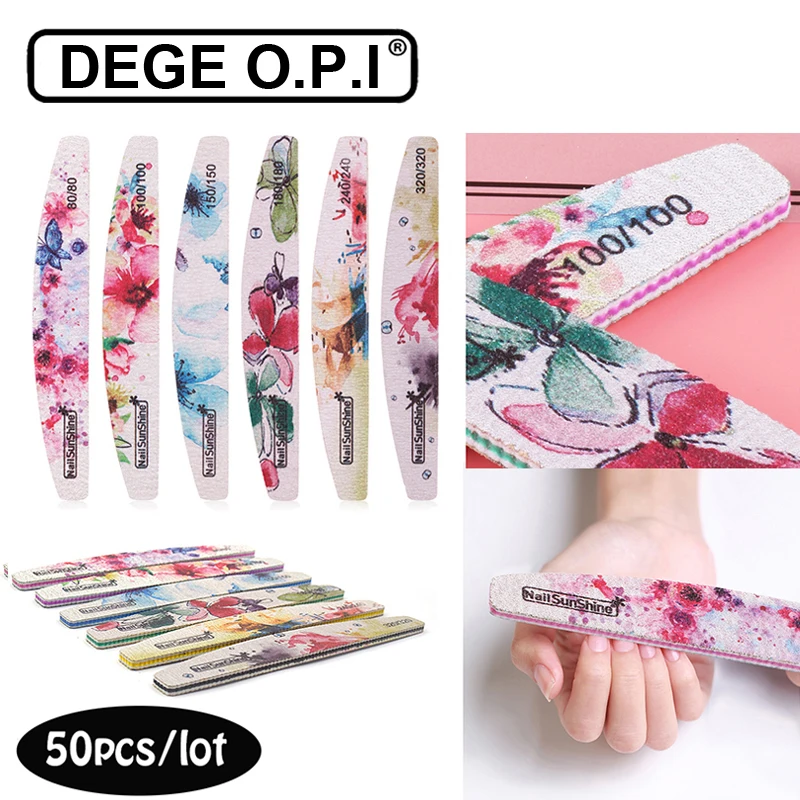 50pcs Sanding Nail Buffer File 80 100 150 180 240 320 Moon Strong Sandpaper Nails Polish Block Pedicure Files Washable | Красота и
