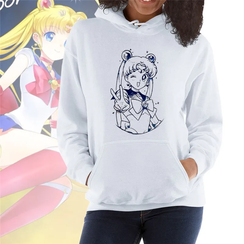 Sailor свитшот с Луной s толстовки Женская одежда Kawaii с длинным рукавом Harajuku Sailor свитшот с Луной для девушек