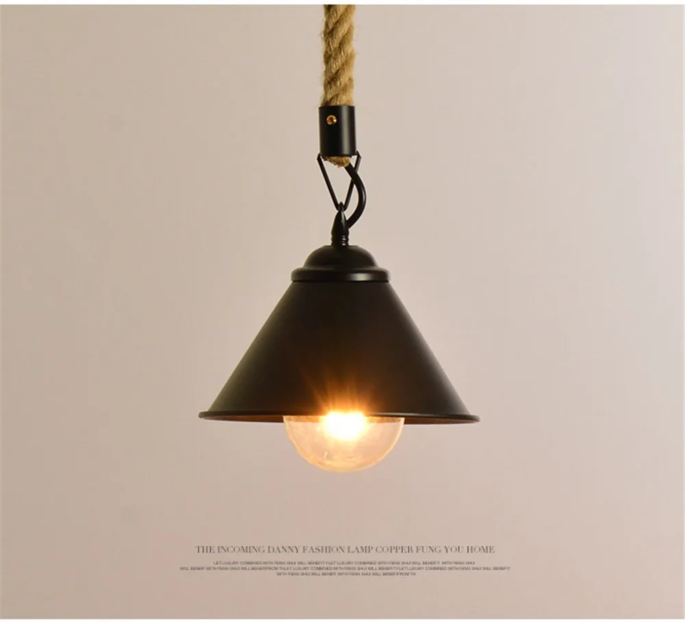 Nordic Design Loft Decor Retro Pendant Lamp LED Edison Industrial Wind Hemp Rope Iron Hanging Light Dining Room Home Lighting (26)