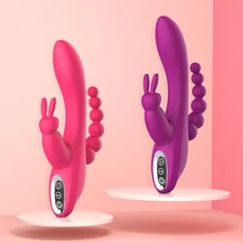 3 in 1 rabbit anal vibrator sex toy clitoris massager erotic anal beads for adults