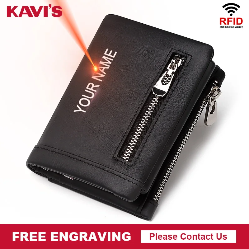 Кошелек мужской из натуральной кожи с Rfid-защитой и бесплатной гравировкой | Багаж