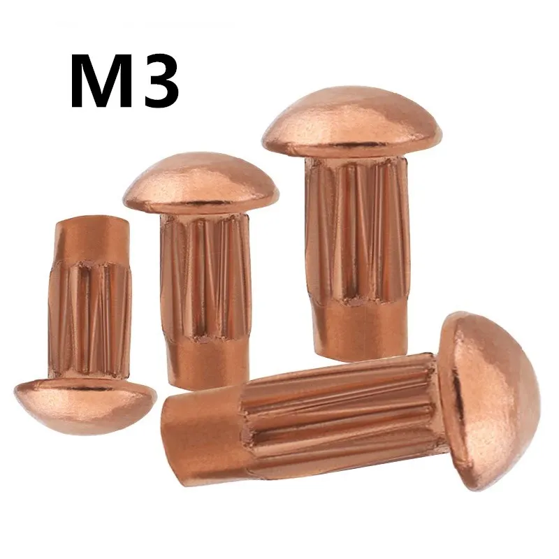 

200PCS GB827 M3x4/5/6/8/10mm Knurled Solid Copper Rivets For Name Plate