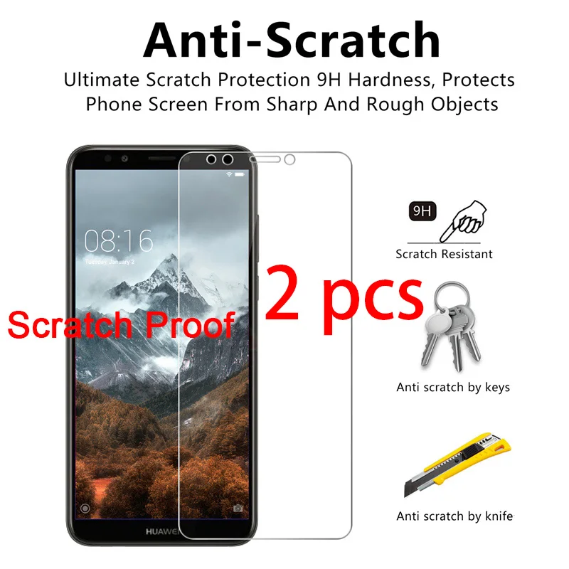 2 шт.! Защитное стекло для huawei Y7 Prime Y6 Pro Y5 Lite Y3 9H HD закаленное стекло для защиты экрана на huawei Y6 Y5 Y3 ii