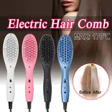 Выпрямитель для волос, щетка для быстрого выпрямления, Электрический гребень для волос, плоский утюг, нагревающая щетка для волос, 110-240 В