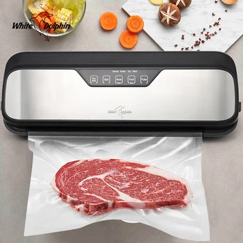 Best electric vacuum sealer machine 220v 110v with 10pcs food saver bags household automatic food vacuum packaging machine