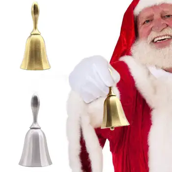 

Metal Christmas Hand Bell Gold Plate Bell Alarm For Restaurant School Dinner Wedding Bell Service