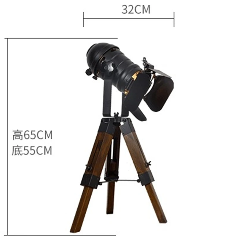 Ретро штатив настольная лампа прожектор Железный деревянный основание тумбочка для спальни прикроватная арт-деко Лофт настольная лампа В индустриальном стиле приспособление