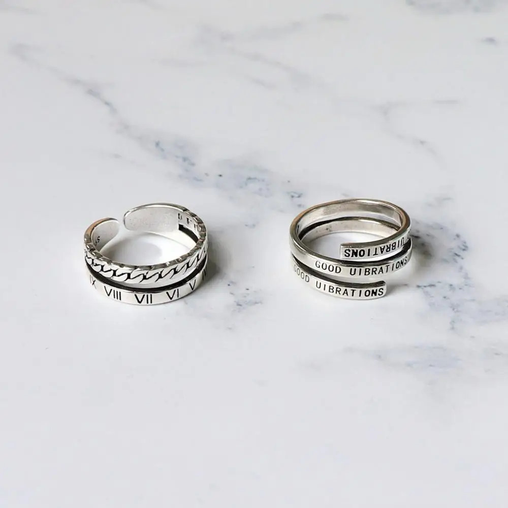 

Fashion personality creative simple index finger ring multi-layer English letters stars bold thick twisted rope mix and match