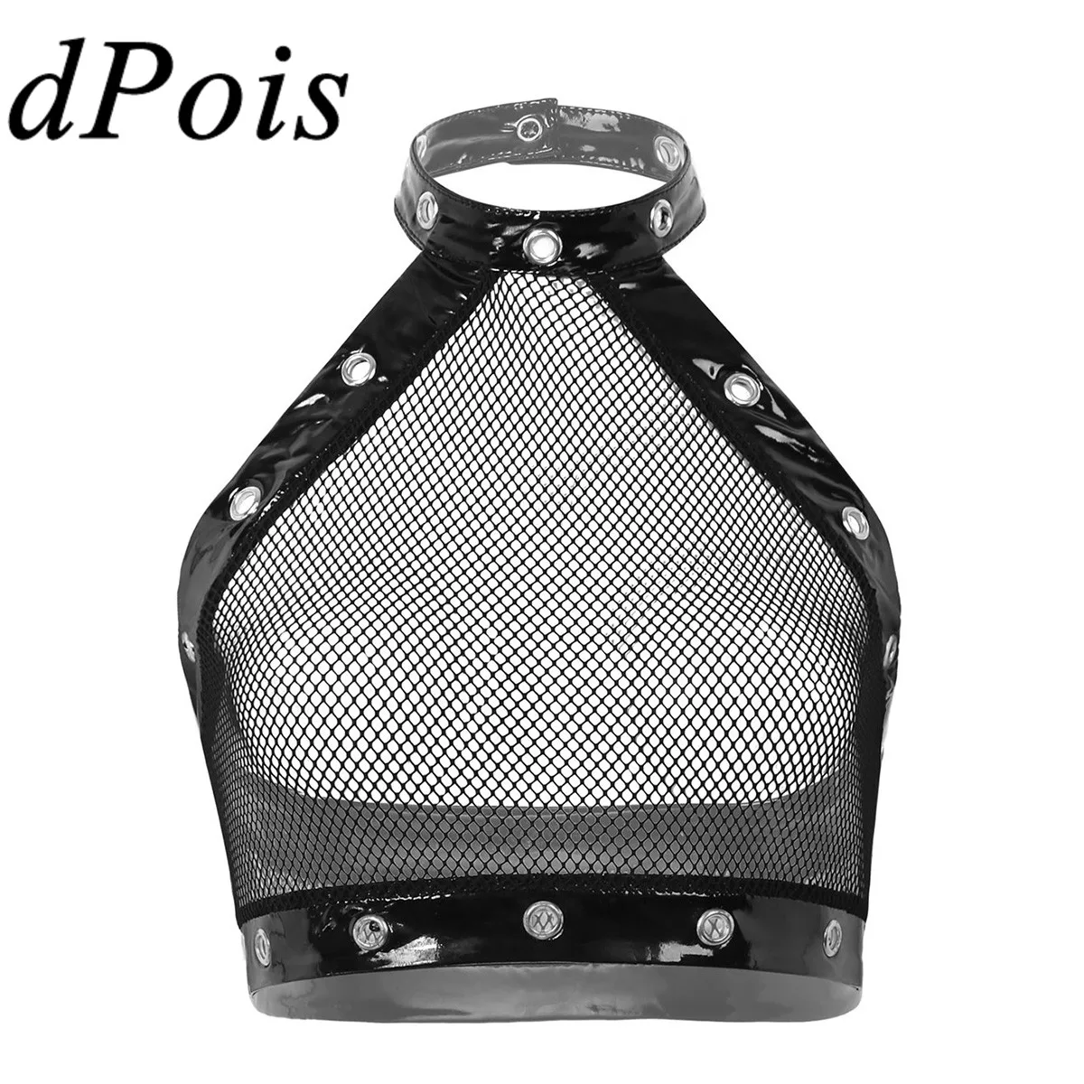DPOIS Для женщин перспектива латекса Обрезной сексуальный топ для взрослых с