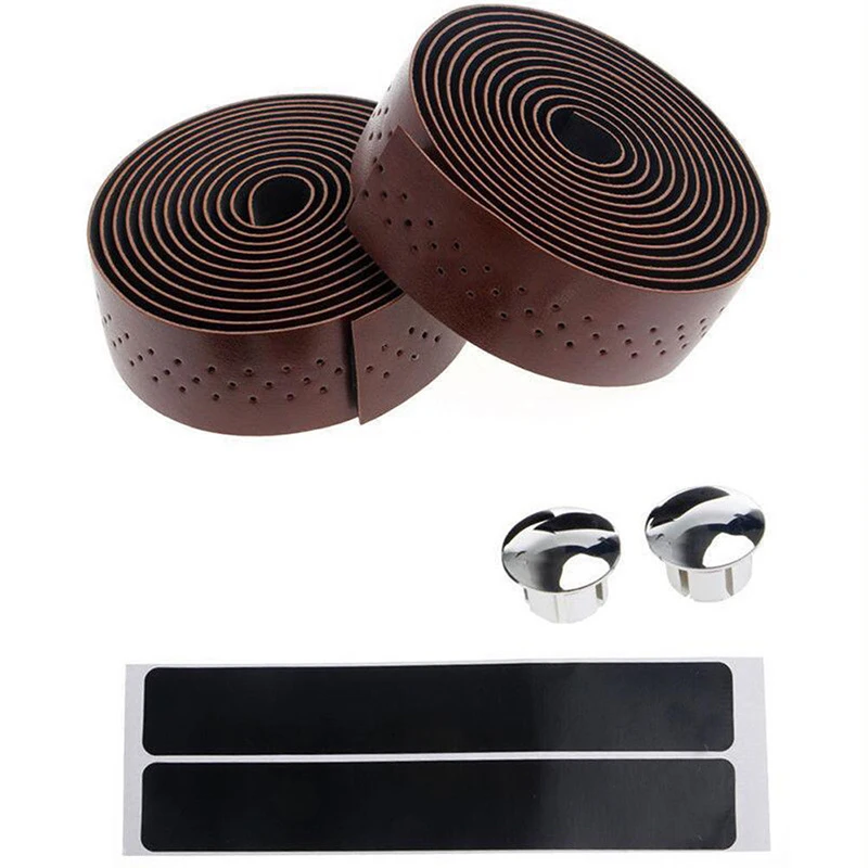 

PU +EVA Foam Anti-slip Faux Leather Road Bike Handlebar Tape Grip Wraps Bar Plug
