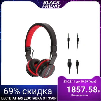 

HQ-3 wireless headphones, foldable, microphone, microSD slot, black and red
