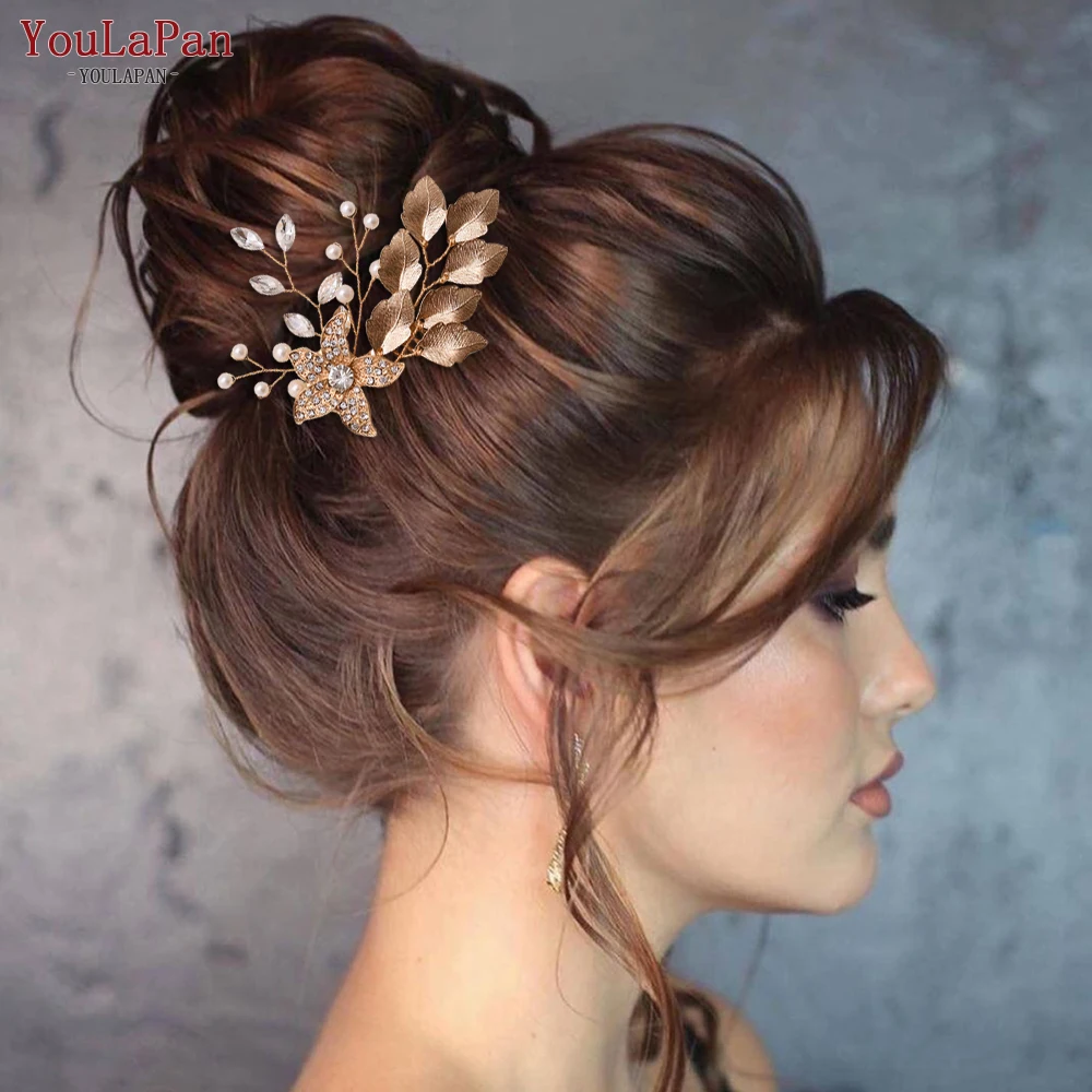 YouLaPan HP359 Crystal Bride Wedding Hair Comb Hair Accessories Alloy Flower Bridal Comb for Women Girls Clips Headdresses