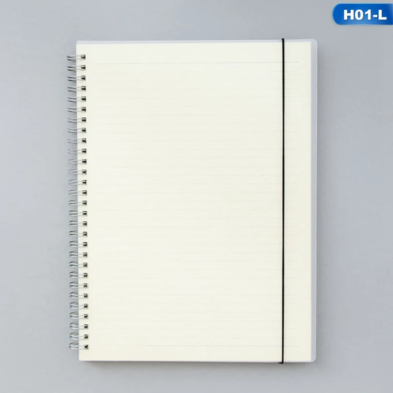A6 A5 A4 Scrub Coil This transparent horizontal line White paper Grid Dot hand account Book Strap Notepad Notebook Diary - Color: 01-L