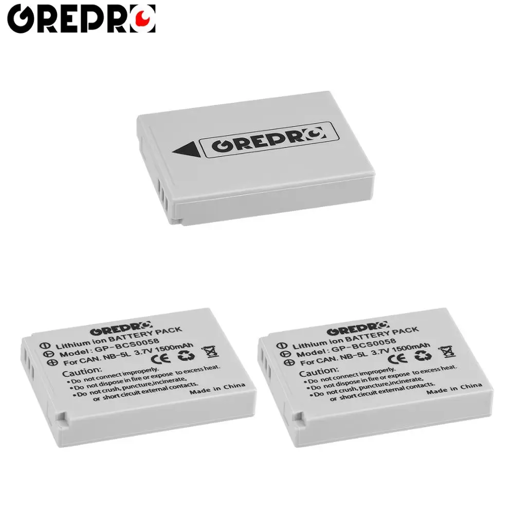 GREPRO 1500 мА/ч, NB-5L NB 5L NB5L Камера Батарея для Canon S110 SX200 SX210 SX220 SX230 является HS IXUS 850 870 800 860 990 SD 950 970 - Цвет: 3 battery
