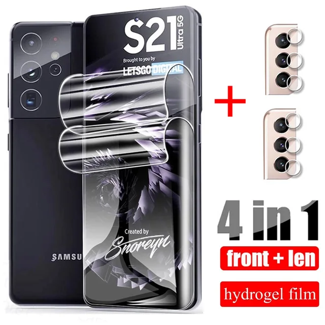Hydrogel Film For Samsung Galaxy S21 Ultra Plus S20 FE Protective Glass S 21 S20fe S21Ultra  Note 20 Camera Len Screen Protector 2front 2lens