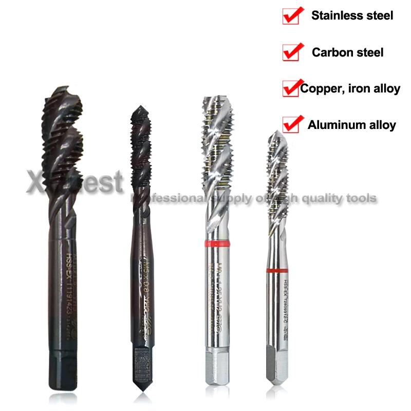 High Quality HSS-EX Right Hand Metric Screw Spiral flute tap m2 m2.5 m3 m4 m5 m6 m8 m10 m12 m14 m16 m18 m20 Machine Thread taps |