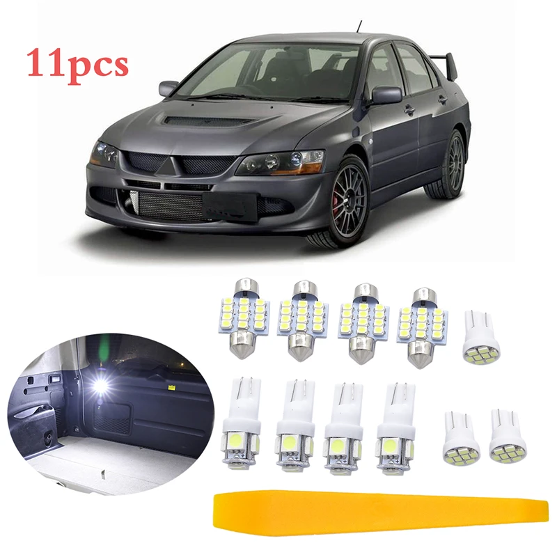 

11 Pcs Car Interior LED Light Reading Dome License Lamp for Mitsubishi Lancer Evo X 2008-2015 Car Interior Decorative Light