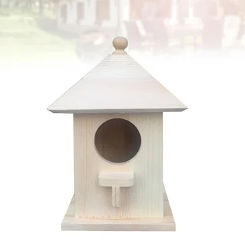 

1PC Bird House Durable Hanging Wooden Feeder Bird Cage Bird Nest for Outdoor Path Courtyard Garden