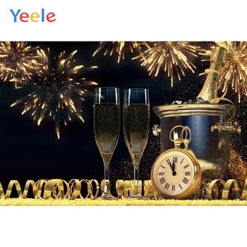 

Happy New Year Party Gold Ribbons Beer Glasses Festivals Fireworks Poster Photographic Backgrounds Photo Backdrops Photocall