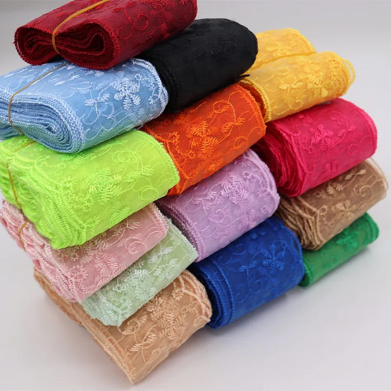 

Wholesale!!! Bilateral Handicrafts Embroidered Flowers Net Lace Trim Ribbon FL96