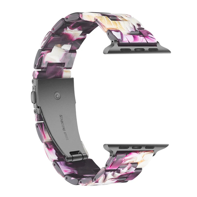 Смола ремешок для apple watch серии 4/3/2/1 размеров 44, 40, 42 мм, 38 мм, браслет для iwatch ремень на запястье часы аксессуары ремешок PearlWhit - Цвет ремешка: NO.3-Flash-Purple