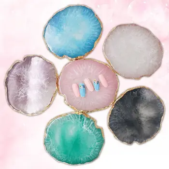 

Nail Shop Nail Jewelry Jade Display Stand Exquisite Resin Palette Tray Geometric Crack Pattern Golden Rim Display Plate Storage