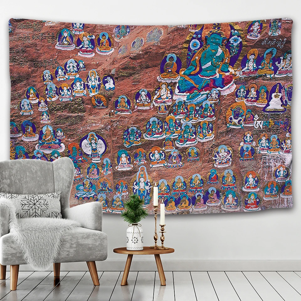 Description Picture 3 of itemIndian Buddha Tapestry, Ancient Buddhist, Yoga Wall Hanging, Hippie, Bohemian, Living Room, Bedroom, Meditation
