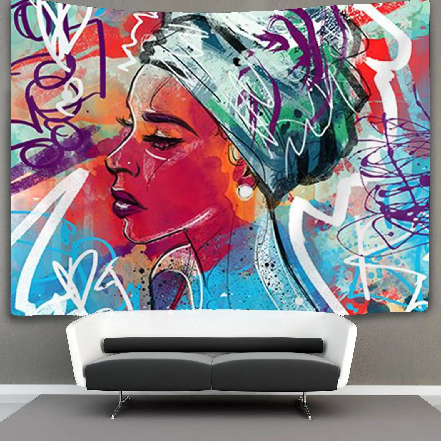 Tapiz De Pared Blanco Para Mujer Negro Africano Americano Arte