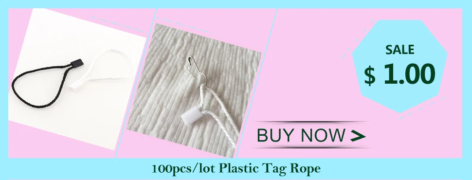 100 Stück/Lot Kunststoff-Etiketten Weiß Beige Schwarz Anhängeetiketten Polyester-Seil Schnappverschluss-Steckverschluss Schlaufenverschluss – Detail 4