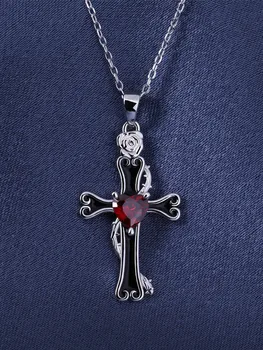 

Original Design Gothic Lolita S925 Silver Cross Pendant Necklace Lolita Fashion Style Women's Jewelry Accessories