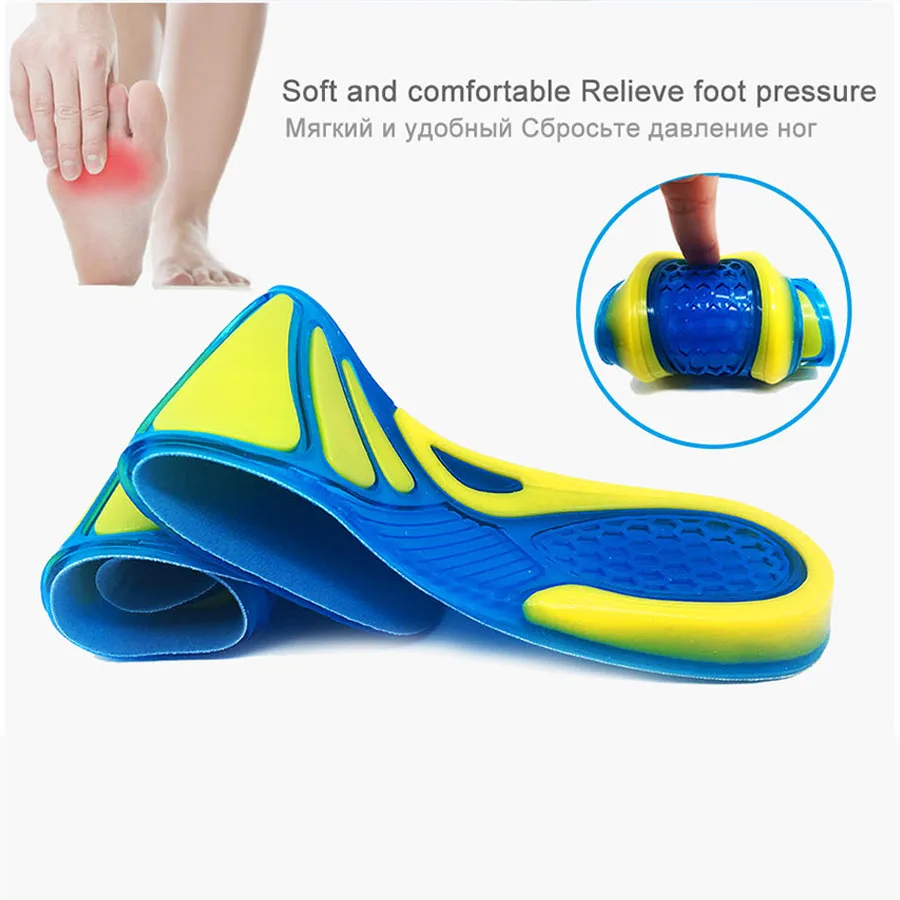 Silicone Gel Insoles Foot Care for Plantar Fasciitis orthopedic Massaging Shoe Insert Shock Absorption Heel Spur sneakers Unisex