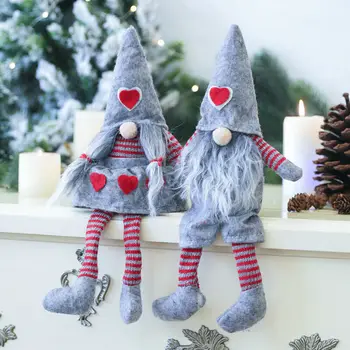 

Merry Christmas Long Swedish Hat Santa Gnome Stuffed Doll Ornaments Handmade Elf Toy Holiday House Party Decoration