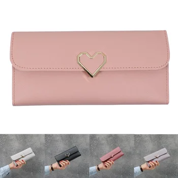 

Women Wallet Pu Leather Long Love Heart Design Cute Purse For Phone High Quality Card Holder Clutch Wallets Carteira Feminina