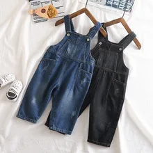 Новинка года, Осенний джинсовый комбинезон для маленьких мальчиков и девочек, рост 80-100 см, джинсы для мальчиков 1 предмет, комбинезон для маленьких девочек, Комбинезон для мальчика, детские штаны