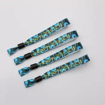

100PCS/lot Customized Personalized Full Color printing logo fabric wristbands bangles for Festivals