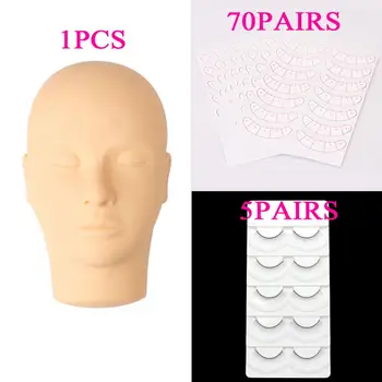 

3 Sets Eyelash Extension Mannequin Head Training Lashes Eyelash Positioning Patch Five Point Isolate Patch Eyelash Kits